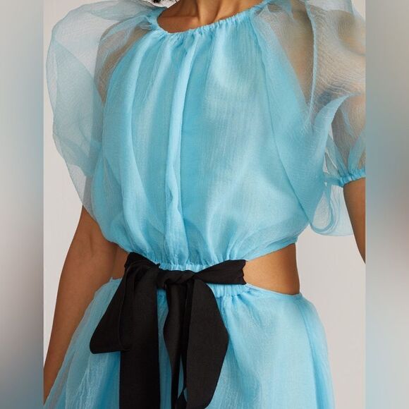 NWT Cynthia Rowley Clara Midi Blue Dress Organza Size S - Picture 4 of 15